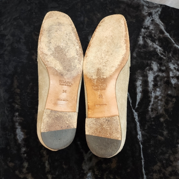 Authentic Prada Suede Leather Loafers in beige. Size 6 US/ 36 EU - Picture 6 of 8